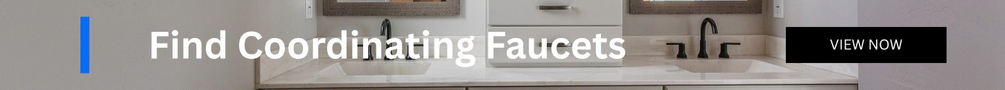 Promotional banner for finding coordinating faucets with a kitchen setting and 'View Now' button.