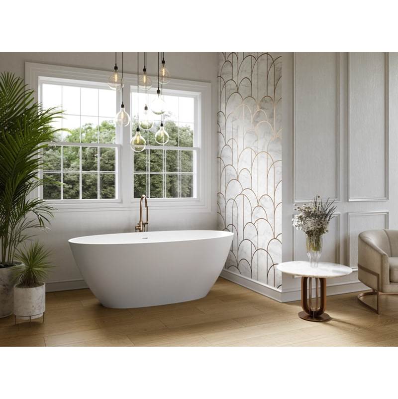 Acquabella Ruby Center Drain 66x32 Freestanding Bathtub in Snow White and Light Grey, RUB6632MLW, Retail: $10,000.00, FINAL PRICE: $1,499.99 + TAX