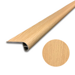A stair tread with a sandy point finish, primarily in a light brown color, displayed on a white background.