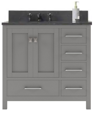 Caroline Avenue 36-in Cashmere Gray Undermount Single Sink Bathroom Vanity with Umbra Gray Quartz Top, GS-50036-UGQRO-CG