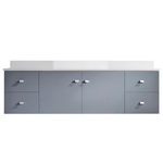 Clarissa 60-in Gray Double Sink Floating Bathroom Vanity with Custom Top, MS-409-CUSTOM-CG