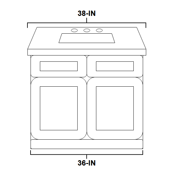 Vanity Sink Base 36-IN with CUSTOM Quartz Countertop in White, VSB36-CQTSQ-WH, Final Price: $499.99 + Tax