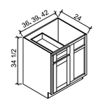 BBC42/45-39 - LEFT ( LEFT DOOR ) BLUE SHAKER Solid Soft Close RTA Cabinet (Flat Pack) FINAL PRICE CLEARANCE // NO RETURNS OR EXCHANGES