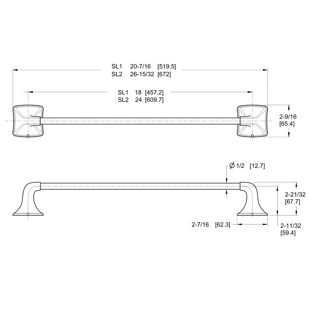 Pfister Selia 24-in Towel Bar Bath Accessory Brushed Nickel, BTB-SL2K Retail: $53.00, Loc: B-1, FINAL PRICE