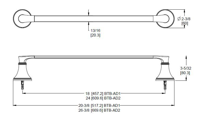 Pfister Woodbury 18-in Towel Bar Bath Accessory Spot Defense Brushed Nickel, BTB-WD1GS Retail: $54.00, Loc: B1, FINAL PRICE
