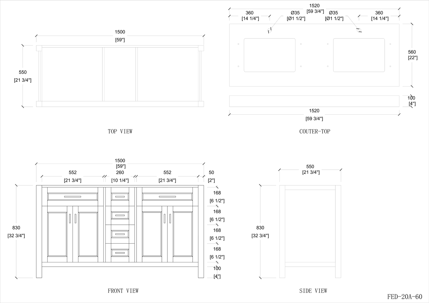 Venice 60-inch Double Sink Vanity in White with White Sintered Stone Top, VV260W-261558, FINAL PRICE: $999.99 + TAX