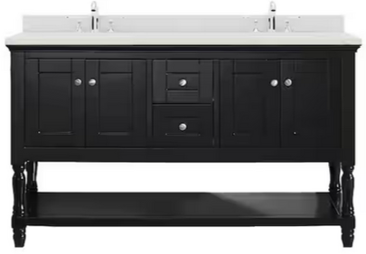 Virtu Vanity 60" Espresso Double Sink Vanity with Custom Quartz Top, MD-3160-CQTSQ-ES