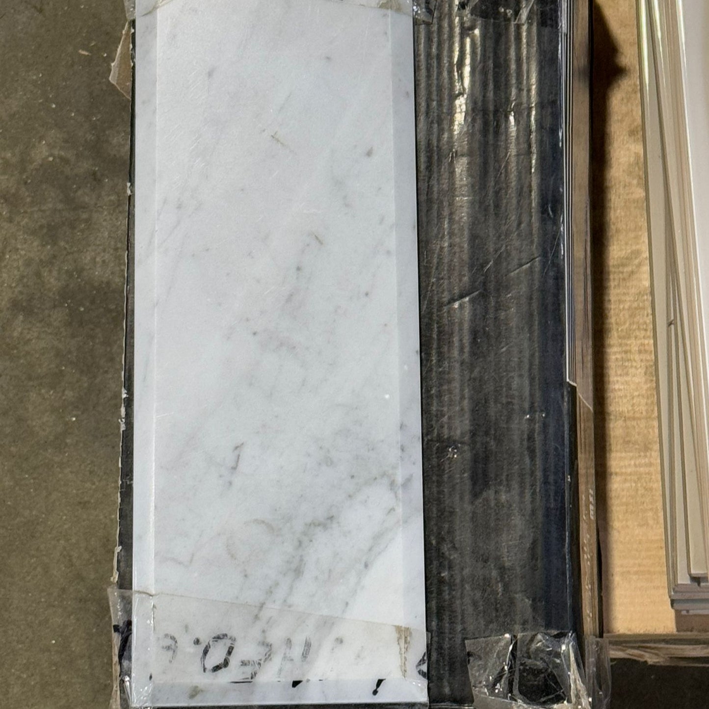 **PER PIECE**Carrara White Beveled Subway Tile 4x12, 26.25lbs, 15pcs, 4.95sf, FINAL PRICE: $1.99/pc, $29.85/bx, Loc: MT19-A