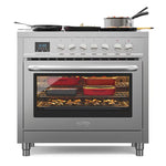 KoolMore 36-in Glass Top 5 burners 4.3-cu ft Convection Oven Freestanding Electric Range in Stainless-Steel, KM-FR36EE-SS *JR2508, Retail: $2424.45, FINAL PRICE: $1499.99 + TAX
