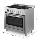 KoolMore 36-in Glass Top 5 burners 4.3-cu ft Convection Oven Freestanding Electric Range in Stainless-Steel, KM-FR36EE-SS *JR2508, Retail: $2424.45, FINAL PRICE: $1499.99 + TAX