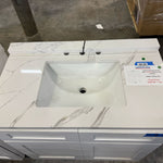 Vanity Sink Base 36-IN with CUSTOM Quartz Countertop in White, VSB36-CQTSQ-WH, Final Price: $499.99 + Tax