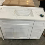 Vanity Sink Drawer 42-IN RIGHT in White with CUSTOM Quartz Countertop, VSD42R-CQTSQ-WH, Final Price: $599.99 + Tax