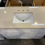 Vanity Sink Drawer 42-IN RIGHT in White with CUSTOM Quartz Countertop, VSD42R-CQTSQ-WH, Final Price: $599.99 + Tax