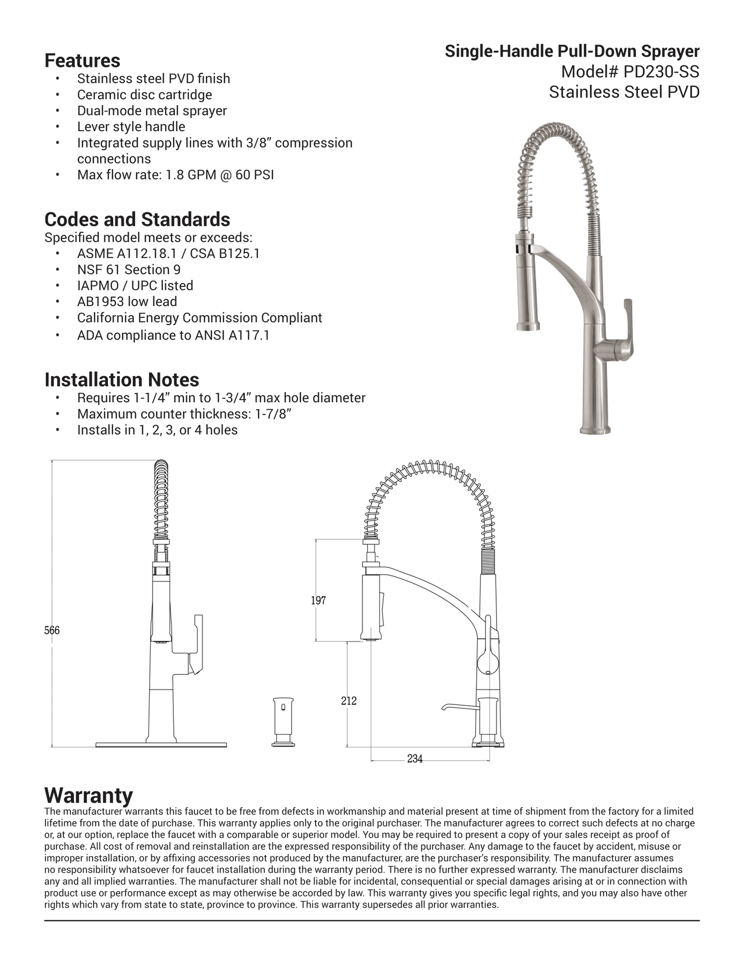 Pelham & White Bryn 33" Stainless Steel Apron Sink with Bottom Grid and Drain, PWS230, FINAL PRICE: $179.99 + Tax