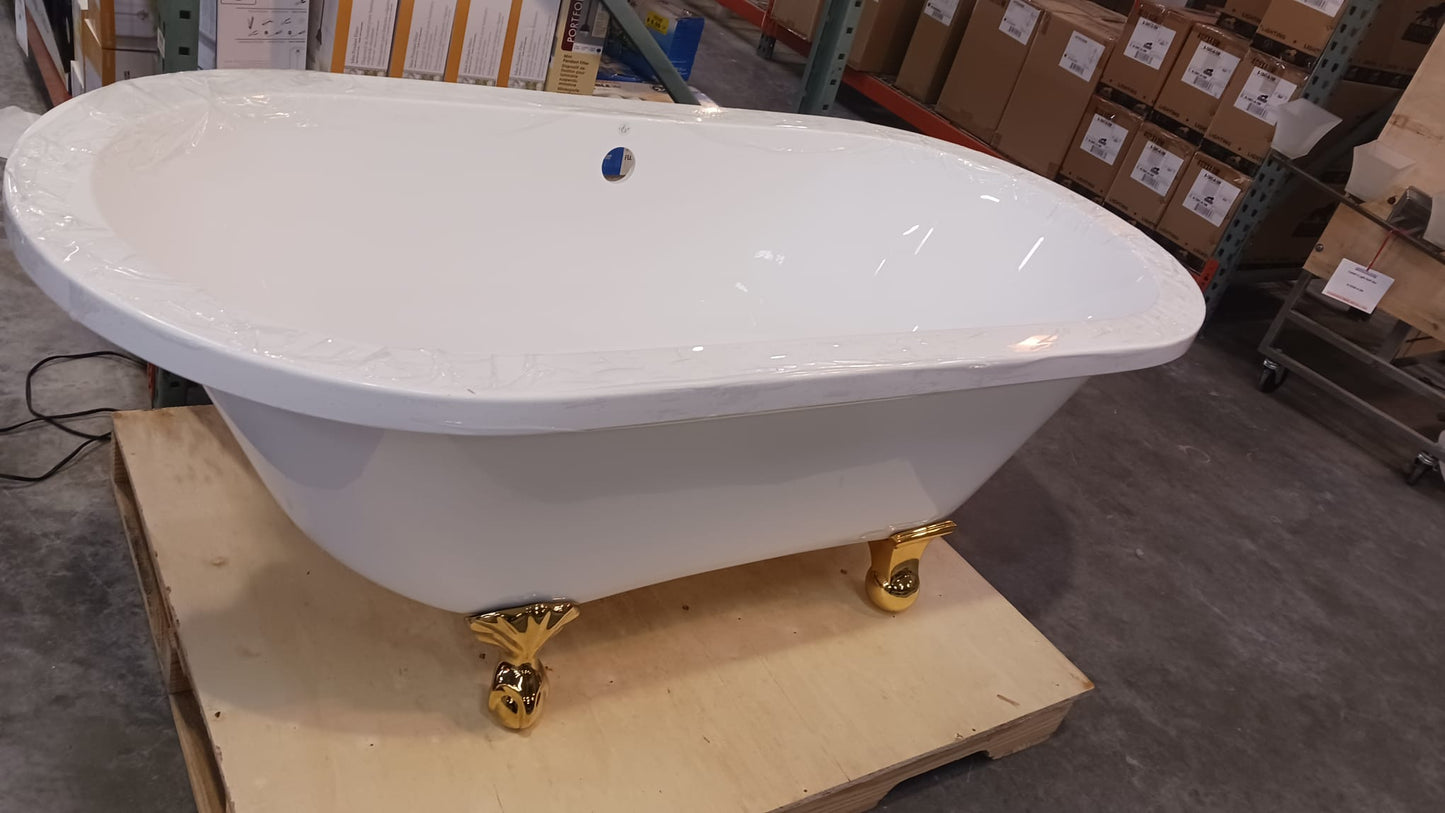 Pelham & White 31x67 White Acrylic Oval Soaking Bathtub with Back Center Drain, LCOT-167-W, FINAL PRICE: $499.99 + Tax