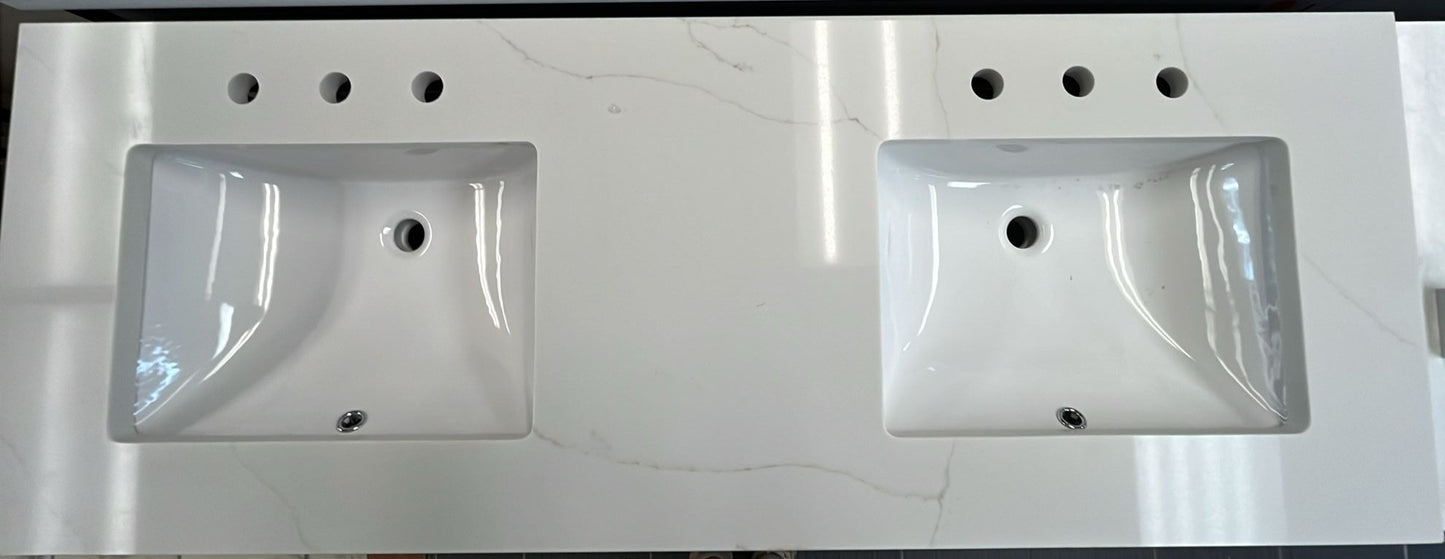 Virtu Vanity 60" Espresso Double Sink Vanity with Custom Quartz Top, MD-3160-CQTSQ-ES