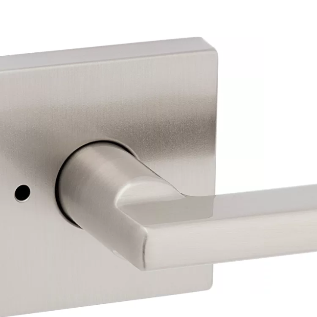 Kwikset Halifax Square Bed/Bath Lever in Satin Nickel 97300-947, LOC: Rug-3 & Warehouse // MSRP: $34.98, FINAL: $25.99