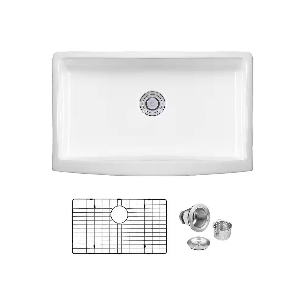 Pelham & White 29.75" Fireclay Apron Kitchen Sinks with Bottom Grid and Drain, PWS502, FINAL PRICE: $199.99 + Tax