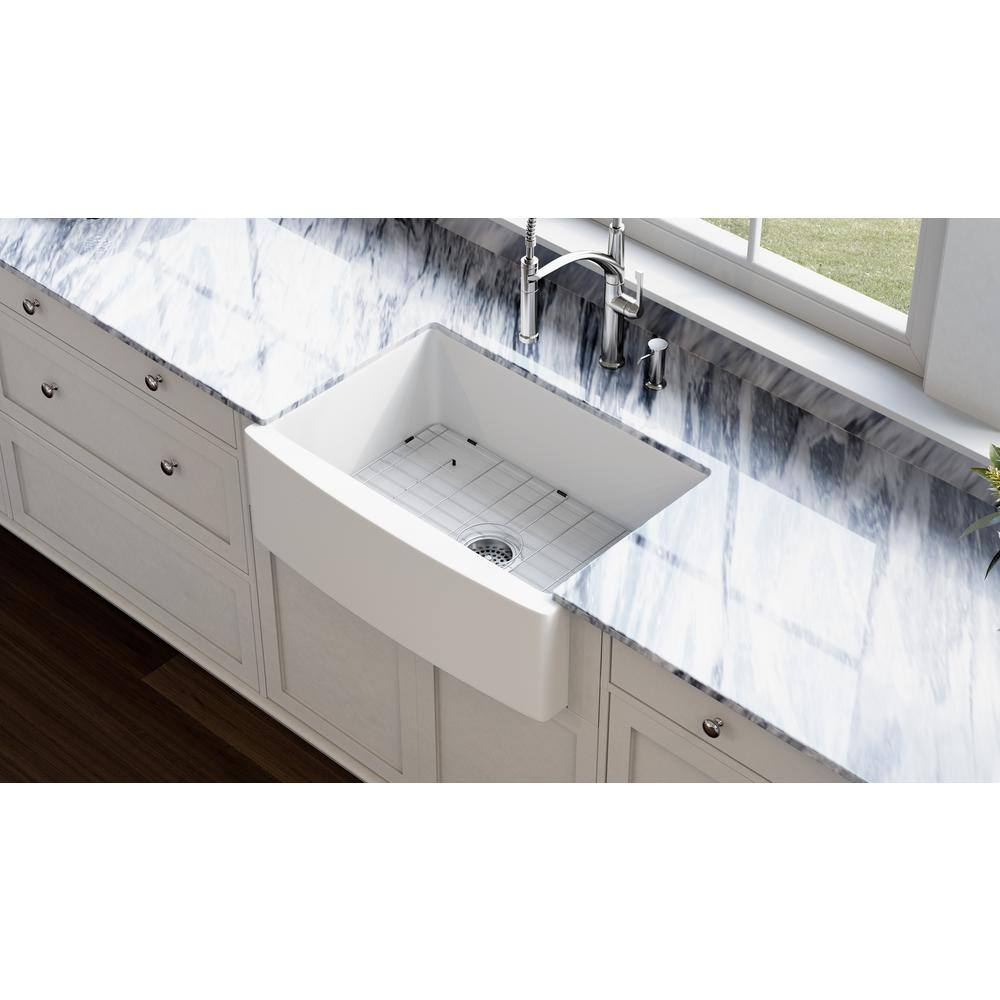 Pelham & White 29.75" Fireclay Apron Kitchen Sinks with Bottom Grid and Drain, PWS502, FINAL PRICE: $199.99 + Tax