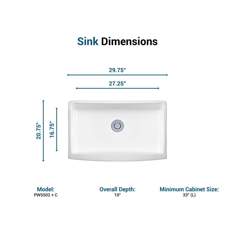 Pelham & White 29.75" Fireclay Apron Kitchen Sinks with Bottom Grid and Drain, PWS502, FINAL PRICE: $199.99 + Tax