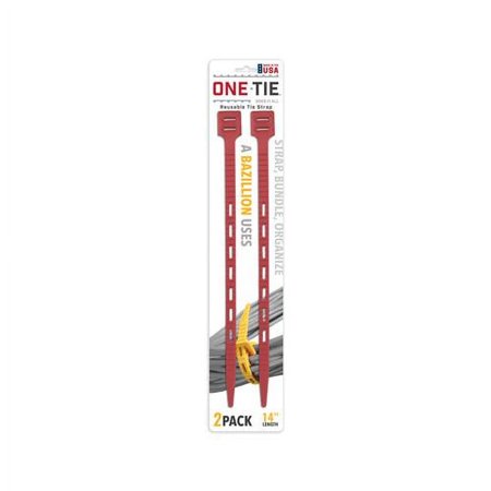 ONE-TIE Cable Tie Down Strap, Red, 14-in., 2-pk.