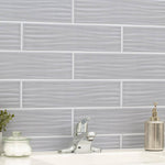 Gray Riptide 4x16 Matte Subway Ceramic Wall Tile, NHDGRARIP4X16, 6.3mm, 40pcs, 49.6 lbs, 17.76sf, Retail: $1.80sf // $31.99 bx, FINAL PRICE: $0.99/sf, $17.58/bx + Tax