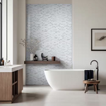 **PER PCS** Lucid Sky Interlocking 12x13 Glass/Metal Mesh-Mounted Mosaic, GLSMTIL-LUCSKY4, 4.06mm, 20pcs, 36 lbs, 0.98sf, Retail: $4.03/pc, FINAL PRICE: $1.99/pc + Tax