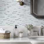 **PER PCS** Lucid Sky Interlocking 12x13 Glass/Metal Mesh-Mounted Mosaic, GLSMTIL-LUCSKY4, 4.06mm, 20pcs, 36 lbs, 0.98sf, Retail: $4.03/pc, FINAL PRICE: $1.99/pc + Tax