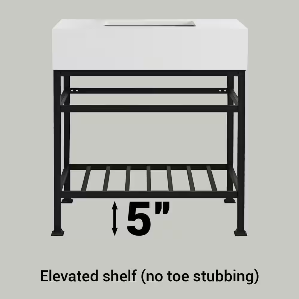 **ASSEMBLY REQUIRED** Pelham & White Manchester 31-Inch Vanity with Cultured Carrara Marble White Console Sink Top and Leg Combo in Matte Black, PWC1100-MB, FINAL PRICE: $299.99 + Tax