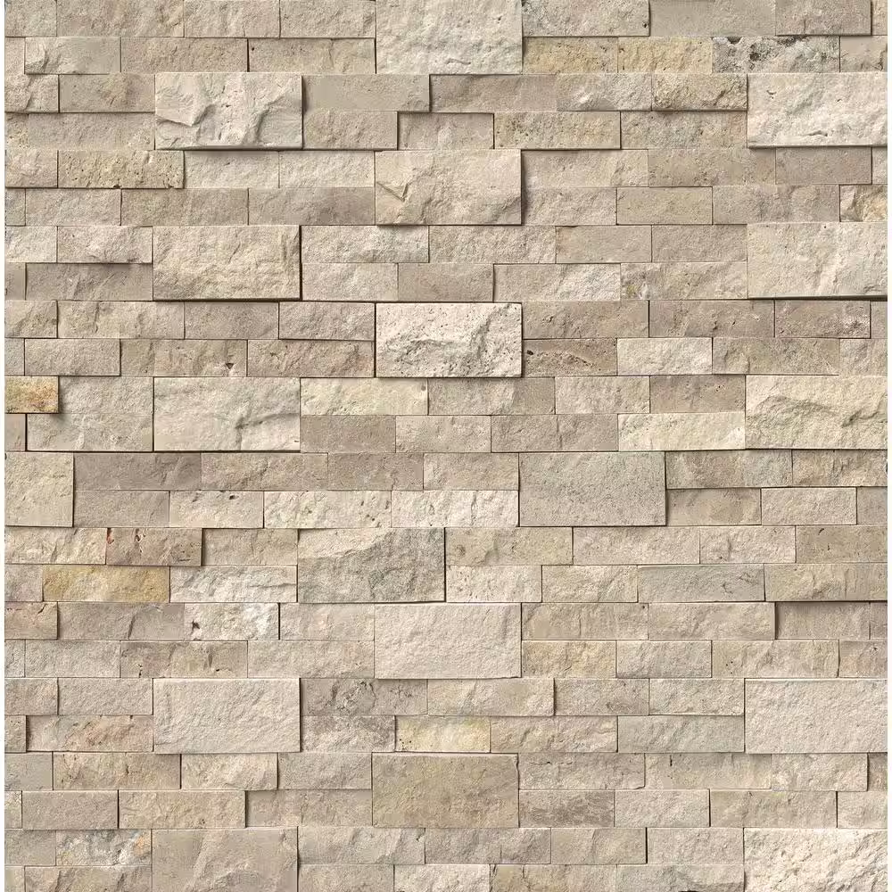 ** PALLET SALE: 2 boxes (12sf) @ $1.67/sf ** Roman Beige Interlocking Stacked Stone Panels 6x24, 19mm, 6sf, 58.5 lbs, 6pcs Loc: MT17-C