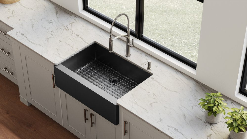 Pelham & White Nepera 33" Gun Metal Stainless Steel 16-Gauge Apron Kitchen Sink with Bottom Grid and Drain, PWS430, FINAL PRICE: $329.99 + Tax