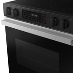 Samsung Bespoke 30-in Glass Top 5 burners 6.3-cu ft Air Fry Convection Oven Slide-In Electric Range (Stainless Steel), NSE6DG8300SR *BG, MSRP: $1,599.00, FINAL PRICE: $799.99 + TAX
