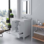 Caroline Avenue 24-in White Undermount Single Sink Bathroom Vanity with Dazzle White Quartz Top, GS-50024-DWQSQ-WH, FINAL PRICE $