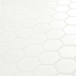 **PER PCS** White 2 in. Hexagon 10.6 x 11 Matte Porcelain Mesh-Mounted Mosaic, NHDWHI2X2HEXC, 6.35mm, 16pcs, 29.28 lbs, 12.96sf, Retail: $3.61/pc, FINAL PRICE: $1.99/pc + Tax