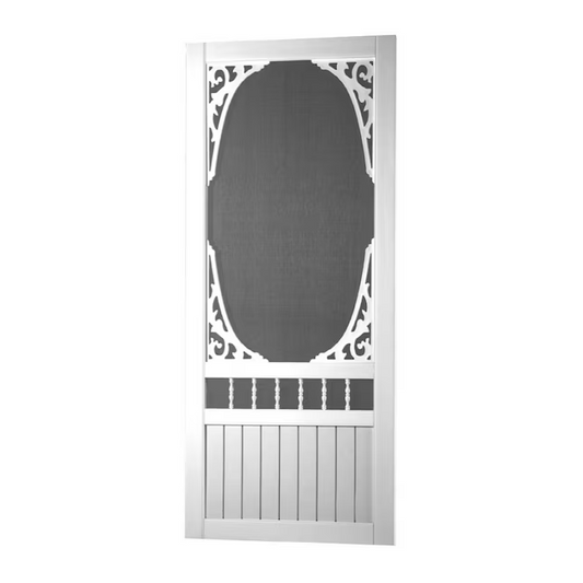 Screen Tight Springview 36-in x 80-in White Wood Hinged Single Screen door
