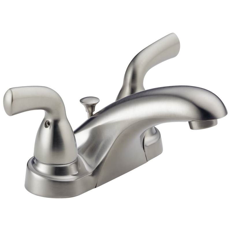 Delta Foundations Two Handle Centerset Bathroom Faucet in Stainless Steel, B2510LF-SS, MRSP: $97.53, FINAL PRICE: $39.99 + TAX