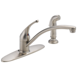 Delta Foundations Stainless Steel Single Handle Deck-mount Kitchen Faucet (Includes Deck Plate) (Includes Side Sprayer)