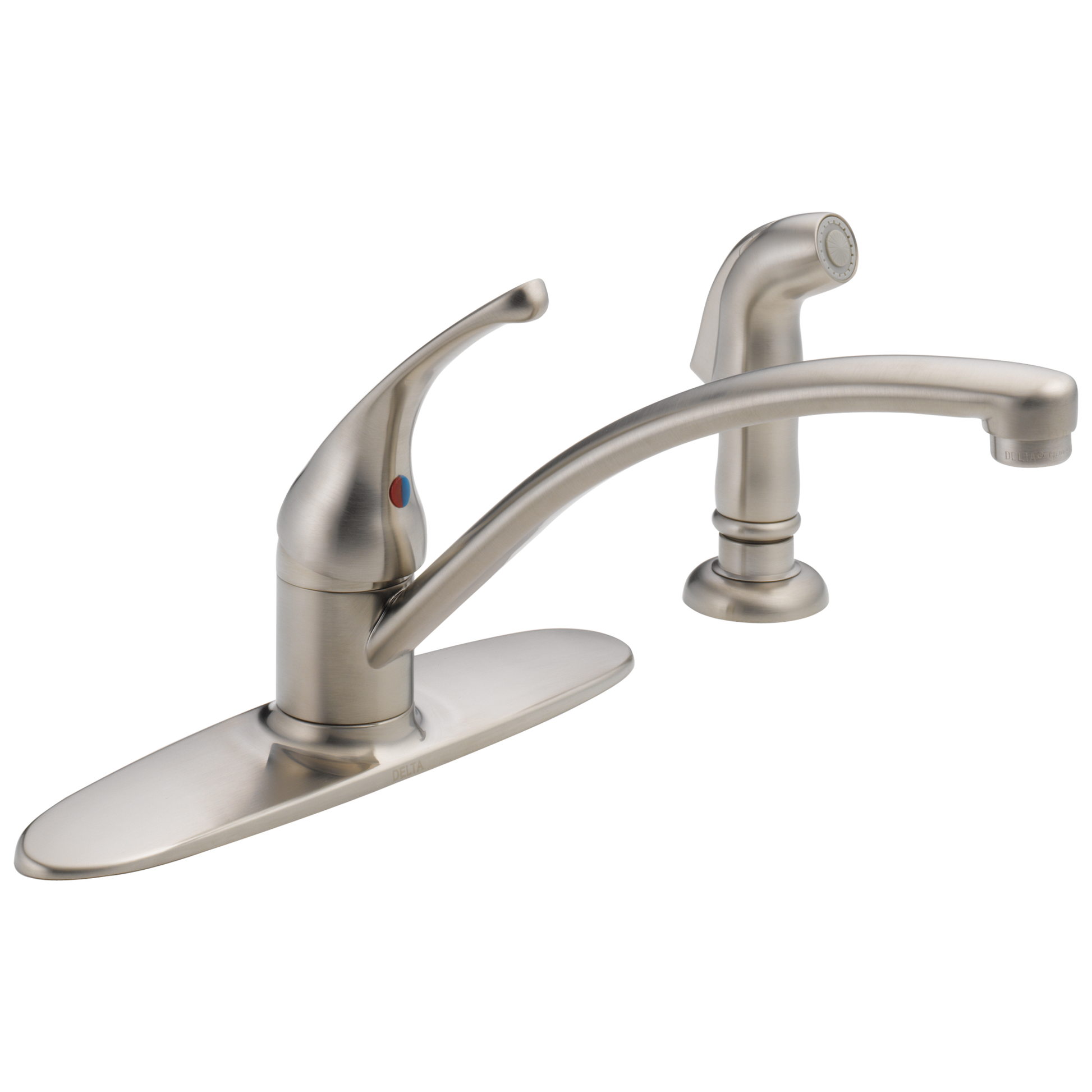 Delta Foundations Stainless Steel Single Handle Deck-mount Kitchen Faucet (Includes Deck Plate) (Includes Side Sprayer)