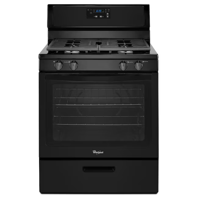 Whirlpool 30-in 4 Burners 5.1-cu ft Freestanding Natural Gas Range (Black), WFG320M0BB/2 *JR2507, Retail: $869.00, FINAL PRICE: $599.99 + TAX