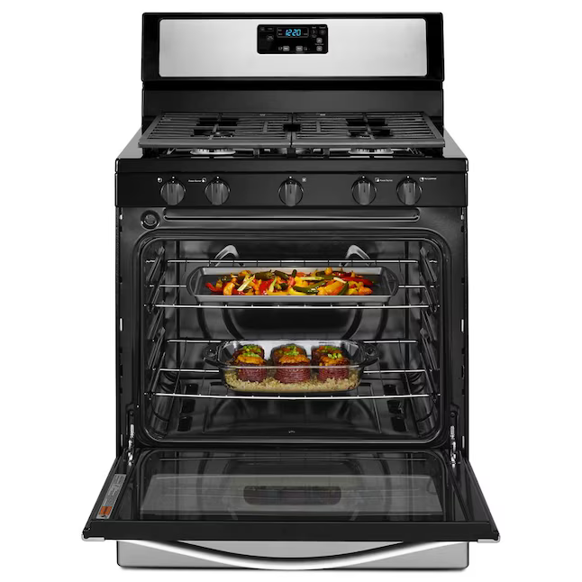 Whirlpool 30-in 5 burners 5.1-cu ft Freestanding Natural Gas Range (Stainless Steel), WFG505M0BS/3 *JR2508, Retail: $989.00, FINAL PRICE: $649.99 + TAX