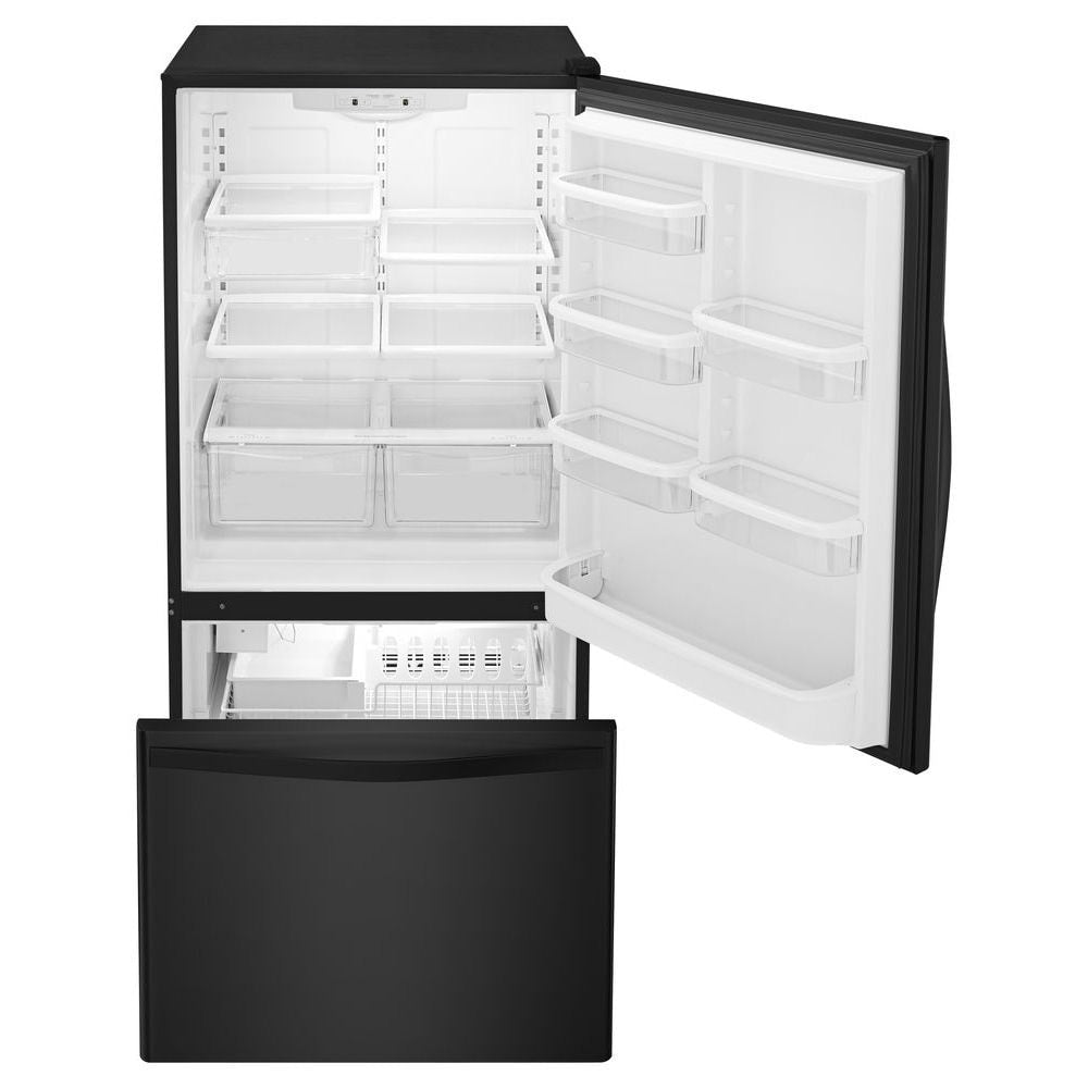 Whirlpool 18.7-cu ft Standard-Depth 30-in Wide Bottom-Freezer Refrigerator with Ice Maker ( Black ) ENERGY STAR Certified