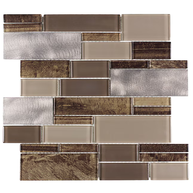 ** PER PCS ** Laser Contempo 12x12 Glossy Glass Metal Linear,  630840 LC004ERTH1213, 9pcs, MSRP:$14.98/pc, CLEARANCE: $4.99 + Tax, Loc: MT2-E