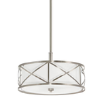 Kichler Edenbrook 3-Light Brushed Nickel Modern/Contemporary Etched Glass Drum Hanging Pendant Light, 34720   616028, MSRP: $238.79, Final: $79.99, CLEARANCE: $69.99 + TAX