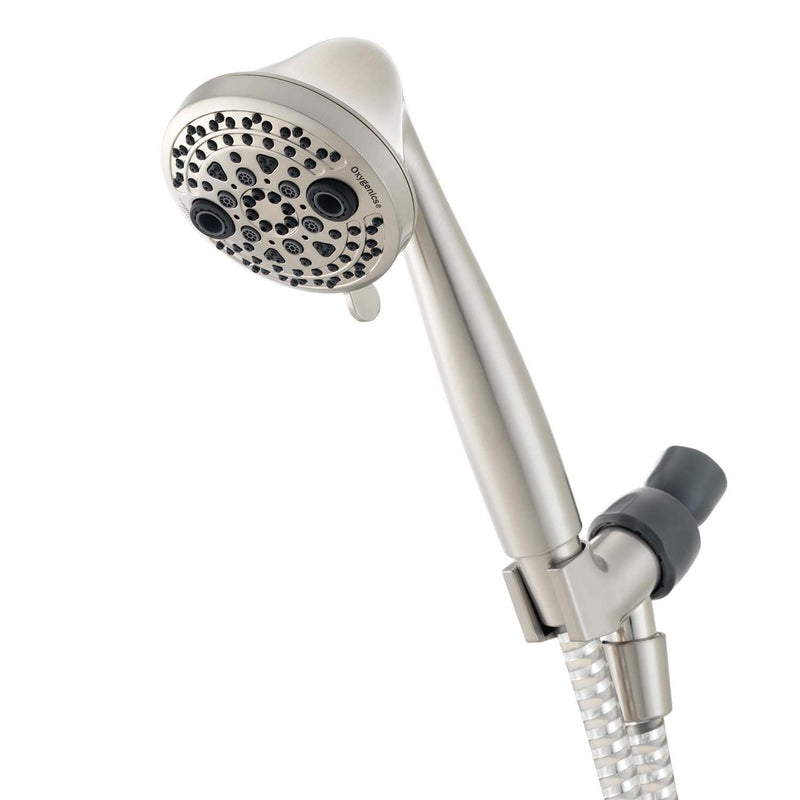 Oxygenics PowerMassage 5.0 -Spray Brushed Nickel 3.35-in Round High Pressure Handheld Shower Head 1.75 GPM, RETAIL: $39.98, FINAL PRICE: $23.99 + TAX