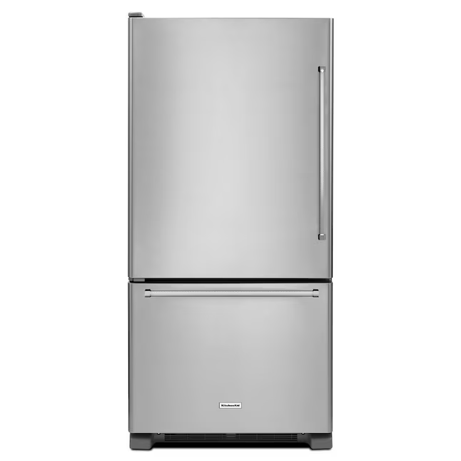 KitchenAid 18.67-cu ft Standard-Depth 30-in Bottom-Freezer Refrigerator no Ice Maker (Stainless Steel), KRBL109ESS *JR2512, Retail: $2,110.00, FINAL PRICE: $999.99 + TAX