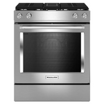 KitchenAid 30-in Standard 4 burners Convection Oven with Downdraft Exhaust Slide-In Dual Fuel Range (Stainless Steel), KSDG950ESS *JR2512, Retail: $4,099.00, FINAL PRICE: $2,199.99 + TAX