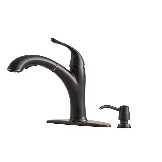 Giagni Abete Vintage Bronze Single Handle Deck-mount Handle Residential Pull-out Kitchen Faucet with Sprayer, LK200-VB, 672117, MSRP: $99.00, Final Price: $79.99 + Tax