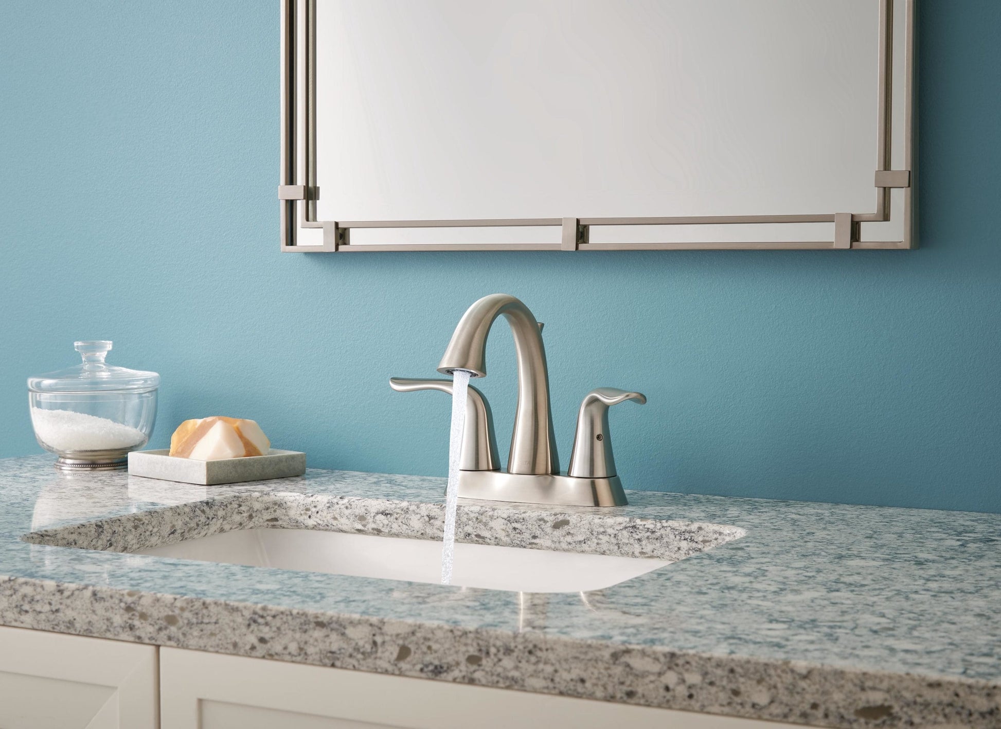 Delta Lahara Two Handle Centerset Bathroom Faucet in Stainless Steel, 2538-SSMPU-DST, MRSP: $201.53, FINAL PRICE: $79.99 + TAX