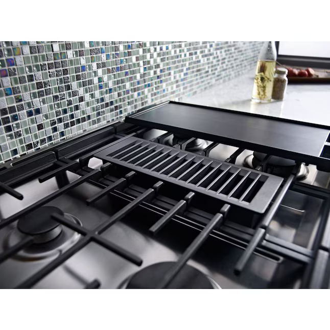 KitchenAid 30-in Standard 4 burners Convection Oven with Downdraft Exhaust Slide-In Dual Fuel Range (Stainless Steel), KSDG950ESS *JR2512, Retail: $4,099.00, FINAL PRICE: $2,199.99 + TAX