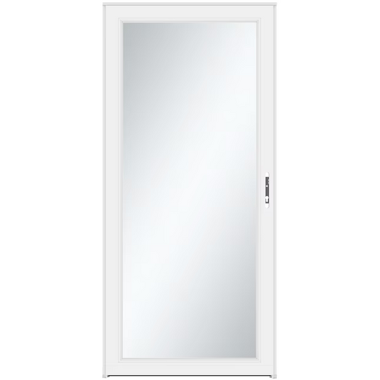 Larson Signature Selection 32-in x 81-in White Aluminum Reversible Hinge Storm Door Full-view with Interchangeable Screen (Handle Not Included), *JR2402 #262